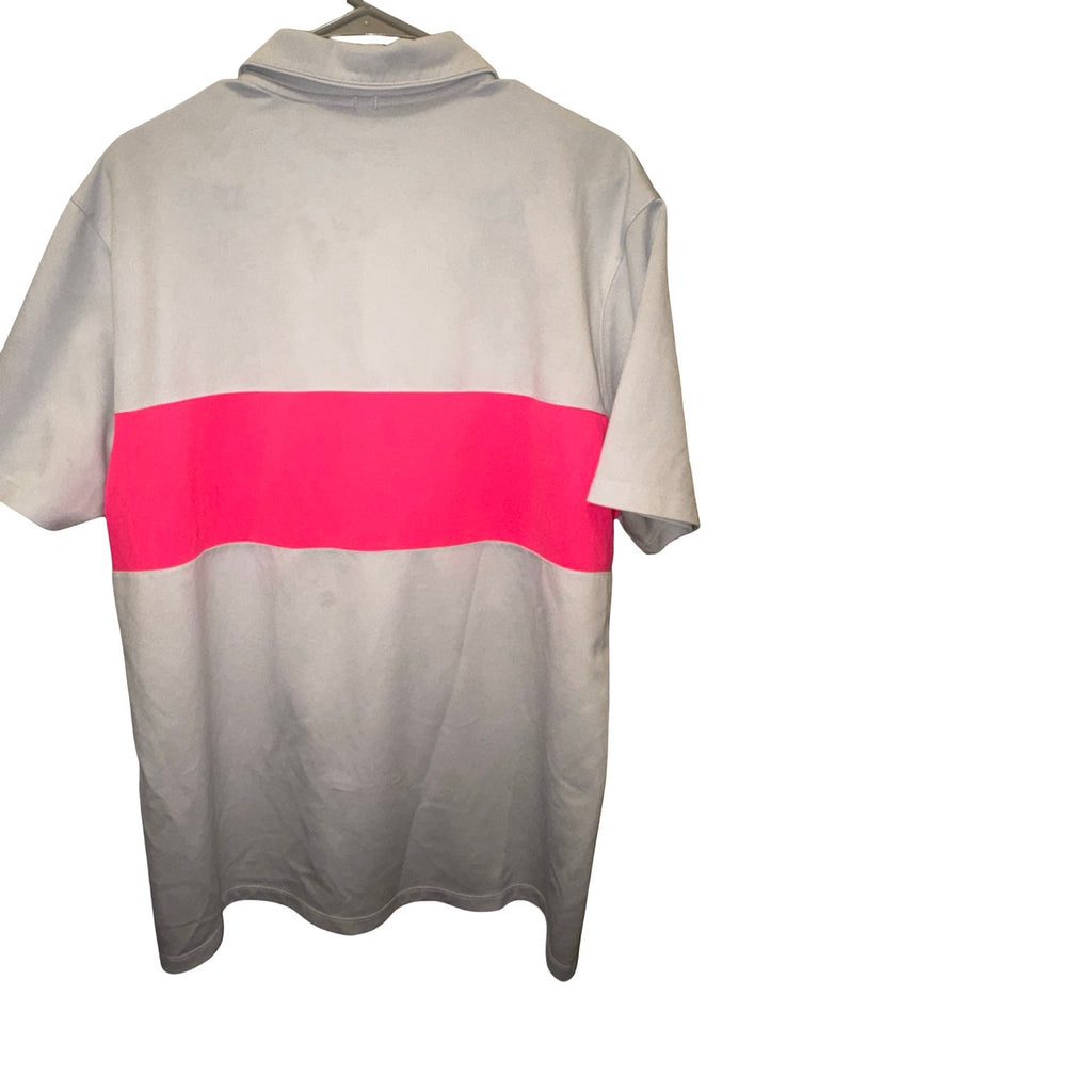 Nike Golf Dri-FIT Gray & Pink Stripe Polo Men's XL