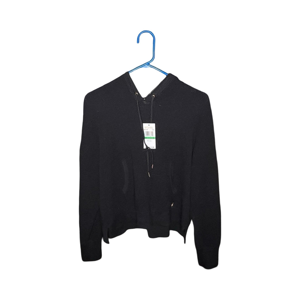 NWT Michael Kors Black Hooded Knit Sweater – Women's L