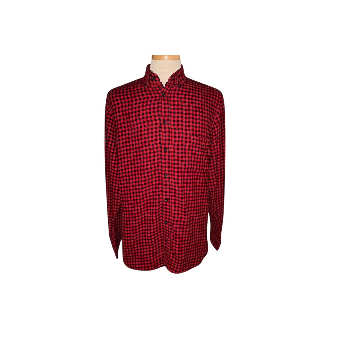 Goodfellow & Co Men's Large Red and Black Gingham Plaid Flannel Shirt