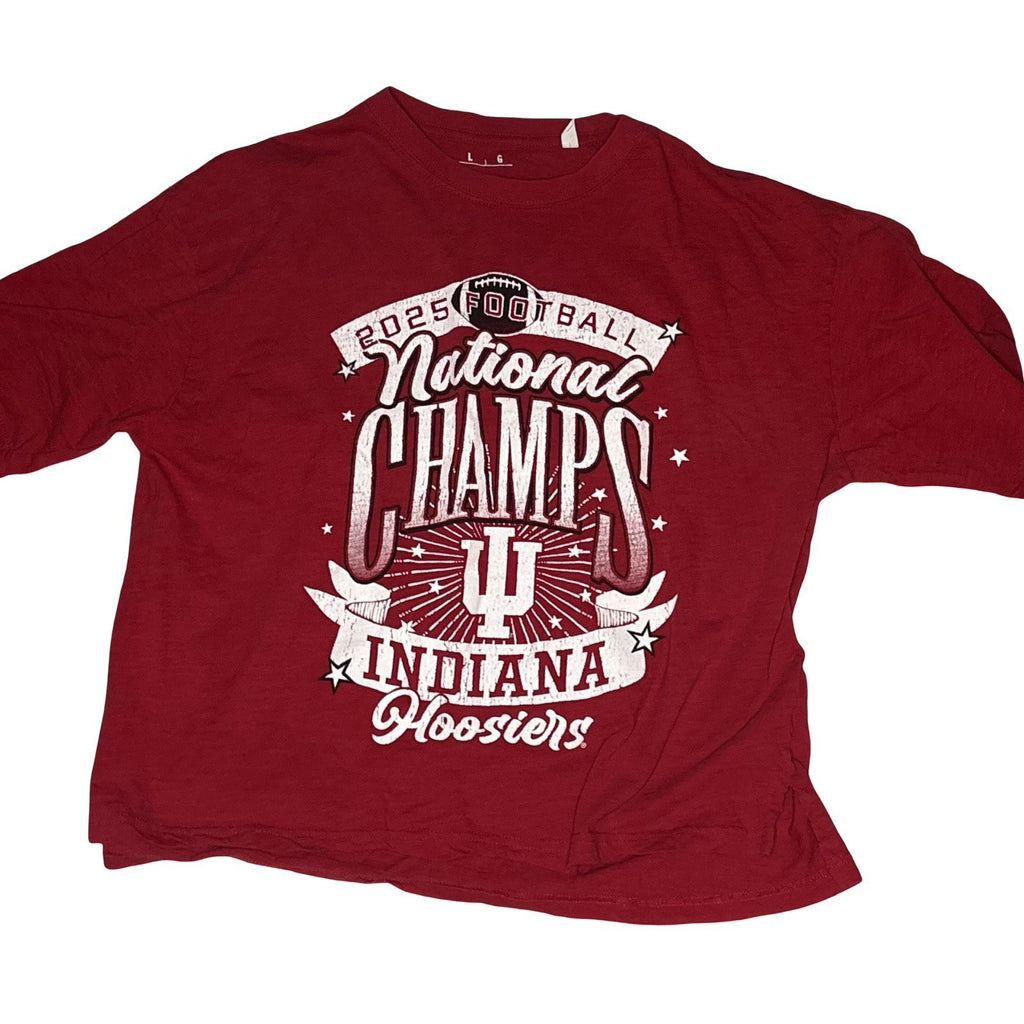 Indiana Hoosiers 2025 National Champs Cropped T-Shirt – Women's Large