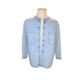Aerie Light Wash Denim Mandarin Collar Button-Down Shirt - Womens Size M