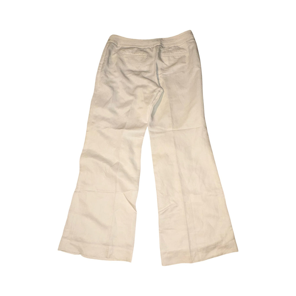 White House Black Market High-Rise Wide-Leg White Linen Blend Trousers - Size 11R