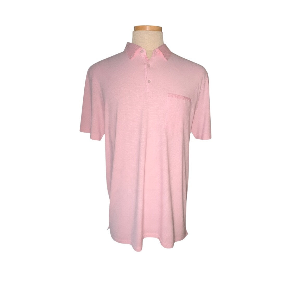 Good Man Brand Pink Slub Jersey Polo Shirt - Size L
