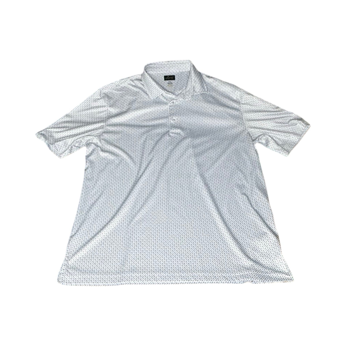 Greg Norman Men's Golf Tee Print Performance Polo Shirt White/Blue - Size XL