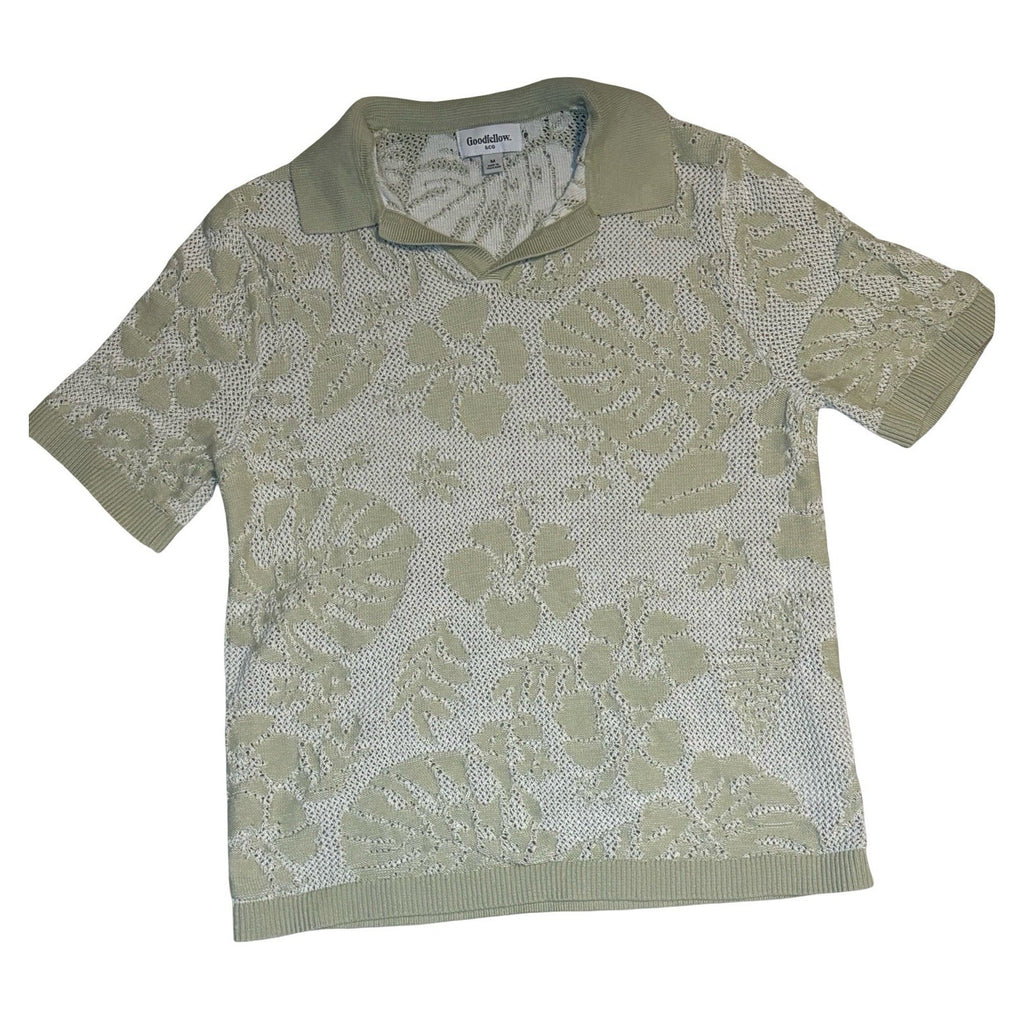 Goodfellow & Co. Textured Knit Floral Polo Sweater Shirt – Men's Medium