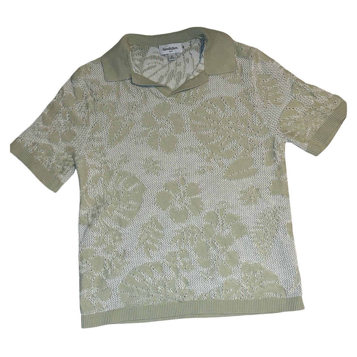 Goodfellow & Co. Textured Knit Floral Polo Sweater Shirt – Men's Medium